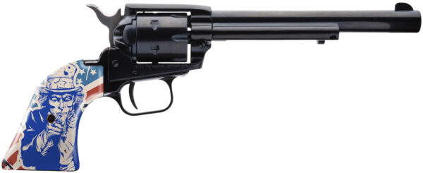 Heritage Mfg RR22B6-US09 Rough Rider 22 LR 6 Shot 6.50" Black Black Zinc Alloy Frame & Cylinder, Ivory w/Red/Blue Uncle Sam Grip, Hammer/Thumb Safety, Exposed Hammer