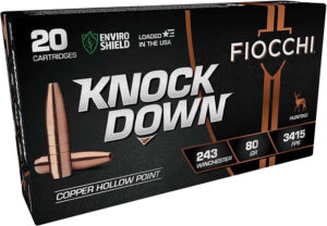 Fiocchi 243BHC Knock Down 243Win 80gr Copper Hollow Point 20 Per Box/10 Case