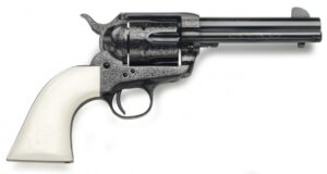 Taylor's & Company Outlaw Legacy Revolver, .45 Colt, 4.75-Inch Engraved Barrel, Ivory Grip, 6-Shot
