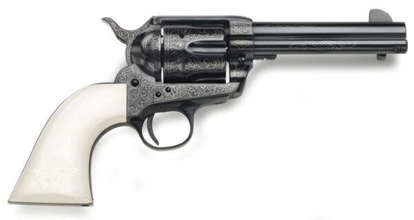 Taylor's & Company Outlaw Legacy Revolver, .45 Colt, 4.75-Inch Engraved Barrel, Ivory Grip, 6-Shot