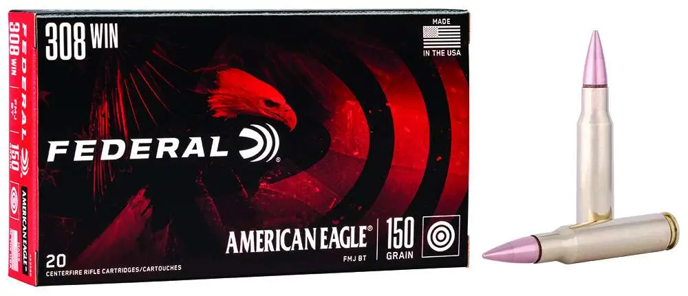 Federal Ammunition American Eagle .308 Winchester/7.62 NATO 150 gr Full Metal Jacket, 20-Round Box
