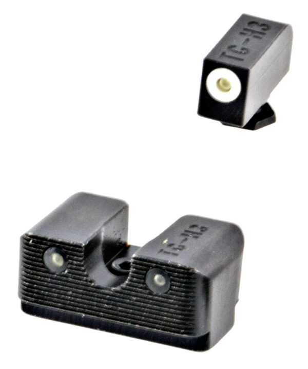 TruGlo TG231G2W Tritium Pro High, White Outline Tritium Front/ Green Tritium Rear/Black Nitride Fortress Frame, Compatible w/Most Glock Except MOS, Front Post/Rear Dovetail Mount