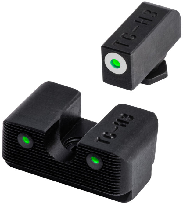 TruGlo TG231G1W Tritium Pro Low, White Outline Tritium Front/Green Tritium Rear/Black Nitride Fortress Frame, Compatible w/Most Glock Except MOS, Front Post/Rear Dovetail Mount
