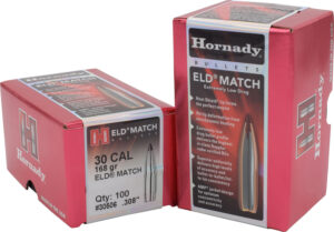 Hornady 30506 ELD Match 30 Cal .308 168 gr Extremely Low Drag Match 100 Per Box/ 15 Case