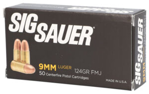 Sig Sauer E9MMB250 Elite Ball 9mmLuger 124gr Full Metal Jacket 50 Per Box/20 Case