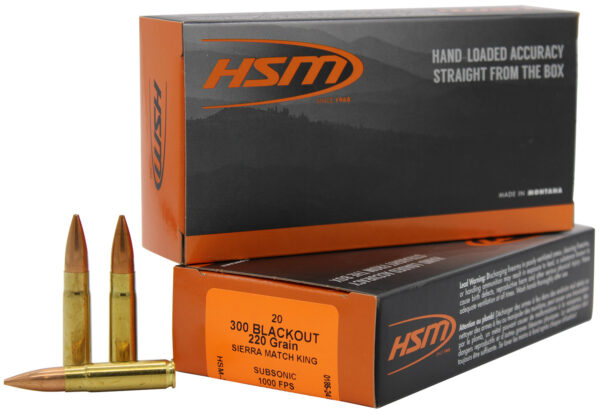 HSM Match .300 AAC Blackout 220gr Sierra MatchKing Ammo, 20-Round Box