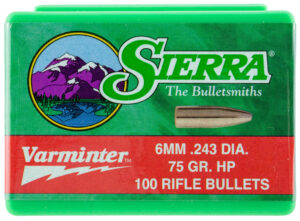 Sierra Varminter .243 inch 75gr Hollow Point Bullets 100ct