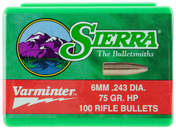 Sierra Varminter .243 inch 75gr Hollow Point Bullets 100ct