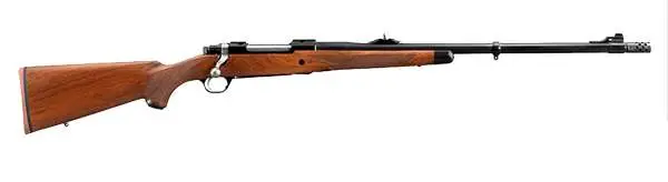 26017 14254223.webp RUGER HAWKEYE AFRICAN 375 RUGER BOLT RFL, LFT HAND, 23" SATIN BLUED BBL, THREADED, WALNUT 3RD