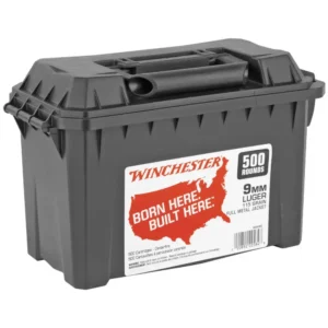 Winchester USA 9mm Luger 115gr FMJ Ammo Can, 500-Round Box