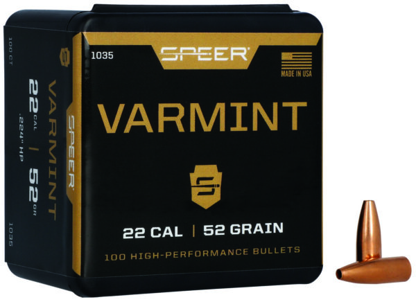 Speer Varmint Hollow Point Bullets, .224 Diameter 52gr, 100 Count