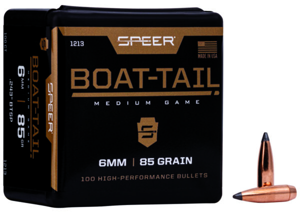 Speer 1213 Boat-Tail 6mm 85gr Jacketed Soft Point Boat Tail 100 Per Box/5 Case
