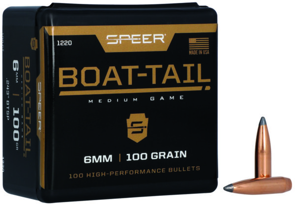 Speer 1220 Boat-Tail 6mm 100gr Jacketed Soft Point Boat Tail 100 Per Box/5 Case