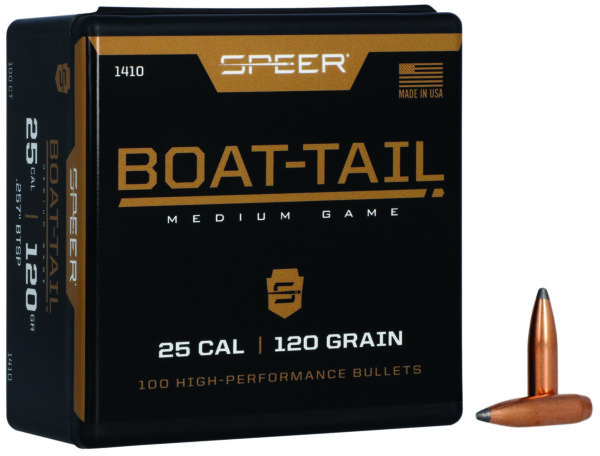 Speer 1410 Boat-Tail 25Cal 120gr Jacketed Soft Point Boat Tail 100 Per Box/5 Case