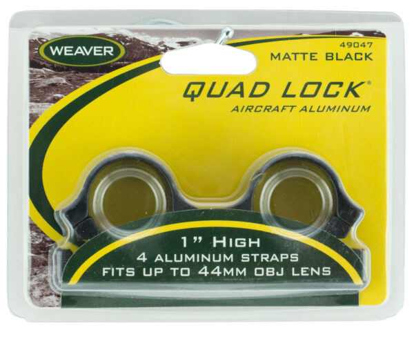 Weaver Mounts 49047 Quad Lock Detachable Rings Matte Black 1" High