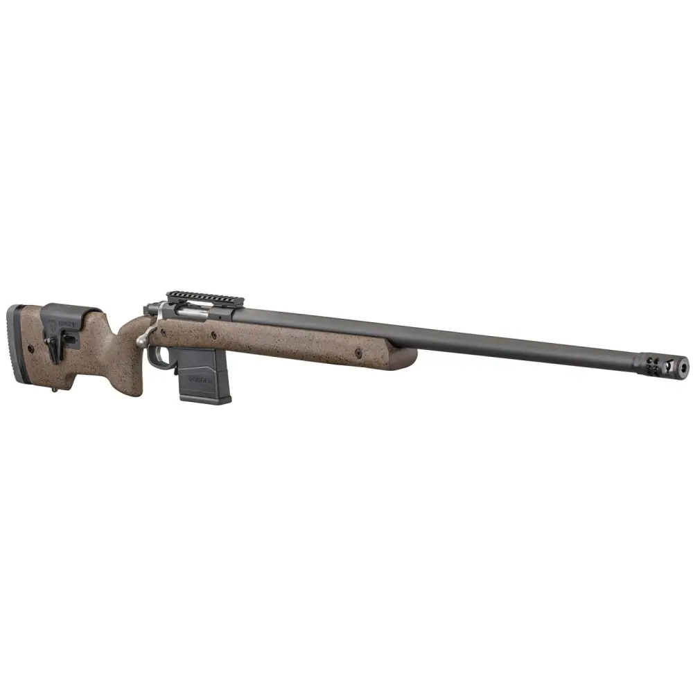 351416 14160455.webp RUGER HAWKEYE LR TRGT 308WIN BOLT 26" MT BLK THRDE BBL, SPECK BLK/BRN LAM STOCK, 10RD DETACH MAG - additional view