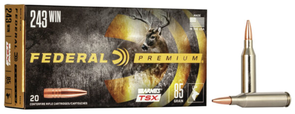 Federal P243K Premium 243Win 85gr Barnes TSX 20 Per Box/10 Case