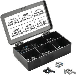 Leupold Torx Screw Kit assortment in sectioned black polymer storage box