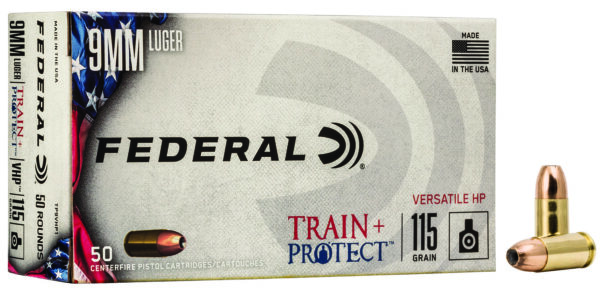 Federal TP9VHP1 Train + Protect 9mmLuger 115gr Versatile Hollow Point 50 Per Box/10 Case