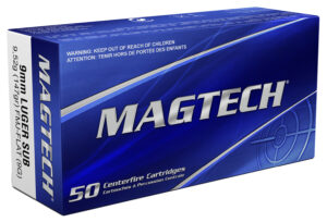 Magtech 9G Range/Training 9mmLuger 147gr Full Metal Jacket Flat Subsonic 50 Per Box/20 Case
