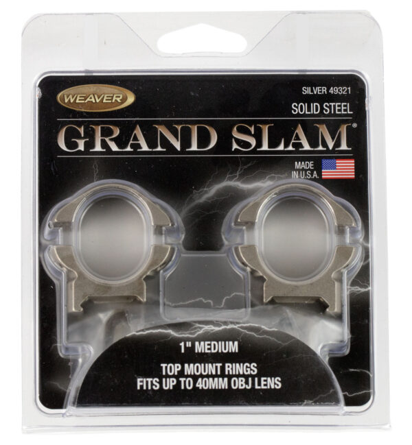 Weaver Grand Slam 1-Inch Medium Scope Rings, Silver