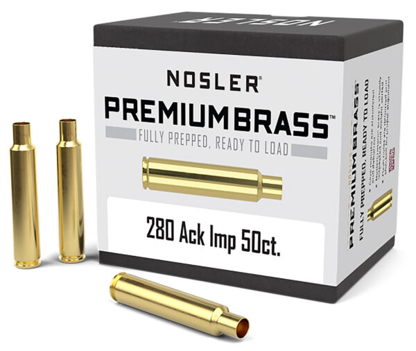 Nosler 280 Ackley Improved Unprimed Rifle Brass, 50-Count