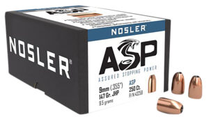 Nosler 43258 Assured Stopping Power 9mm 147gr Jacketed Hollow Point 250/Box