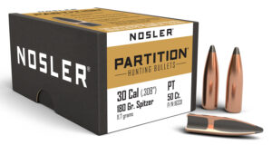 Nosler 16331 Partition 30Cal 180gr Spitzer 50/Box