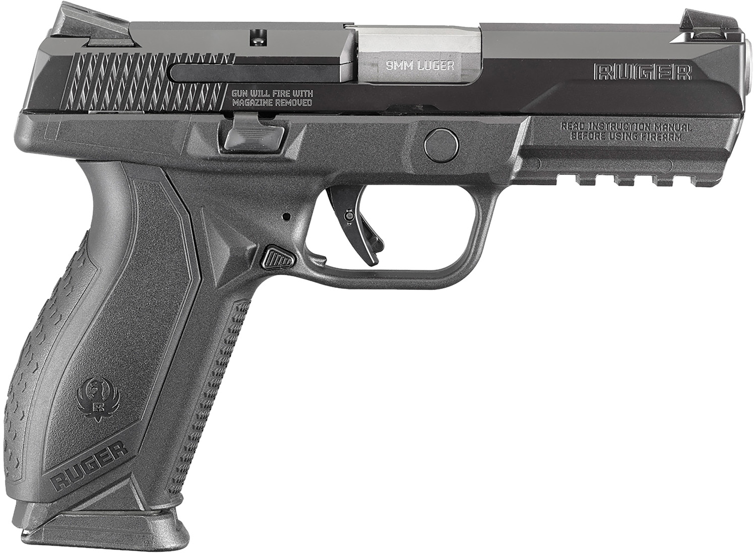 5155.jpg Ruger 8605 American Pro Duty Frame 9mm Luger 17+1 4.20" Stainless Steel Barrel, Black Nitride Serrated Stainless Steel Slide, Black Polymer Frame w/Picatinny Rail, Textured Wraparound Grip, Right Hand