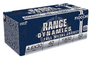 Fiocchi 46EXA Range Dynamics 4.6x30mmH&K 40gr Full Metal Jacket 50 Per Box/20 Case