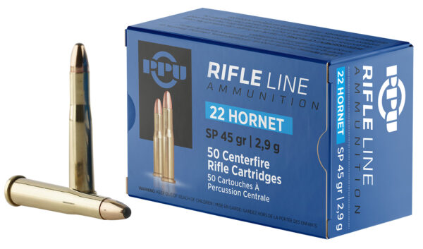 PPU PP22H Standard Rifle 22Hornet 45gr Soft Point 50 Per Box/20 Case