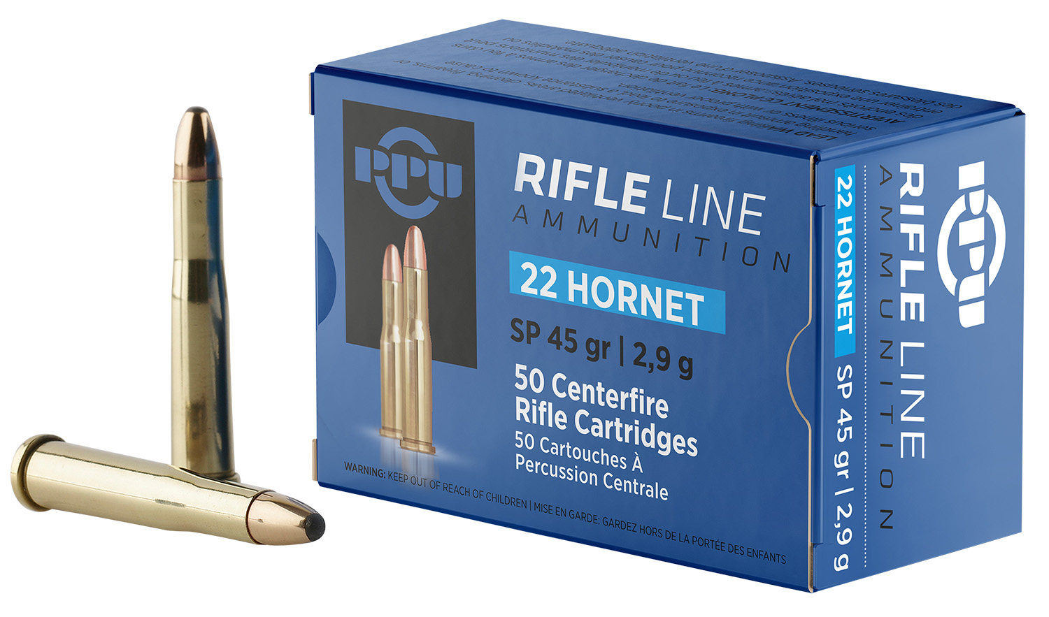 56429.jpg PPU PP22H Standard Rifle 22Hornet 45gr Soft Point 50 Per Box/20 Case