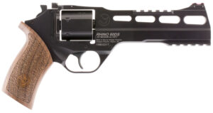 Chiappa Firearms 340221 Rhino 60DS Small Frame 357 Mag 6 Shot, 6" Black Anodized Steel Vent Rib Barrel, Blued Steel Cylinder, Black Anodized Aluminum Frame, Walnut Grip, Concealed Hammer