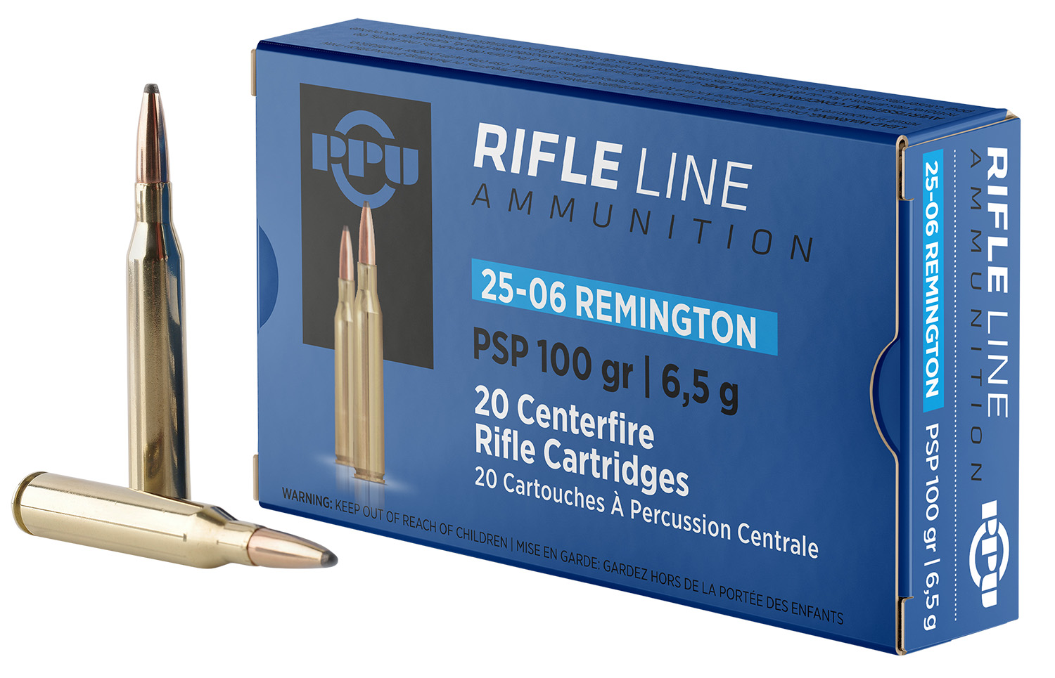 PPU Standard Rifle .25-06 Remington 100gr Pointed Soft Point Ammunition, 20-Round Box