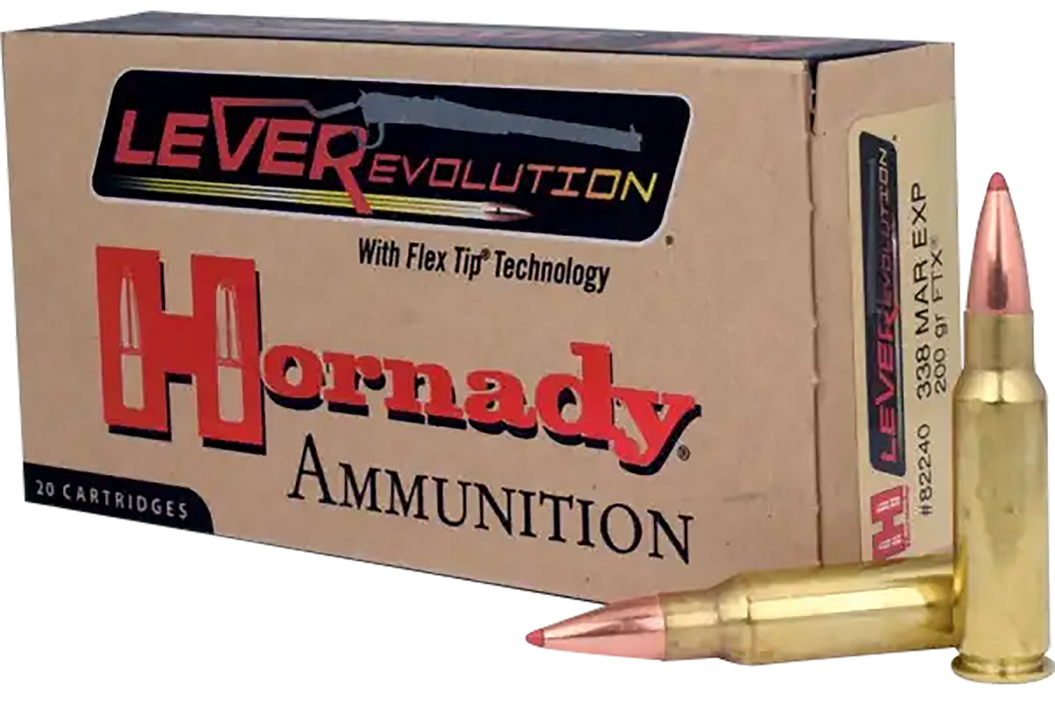 Hornady LEVERevolution .338 Marlin Express 200gr FlexTip Ammo, 20-Round Box