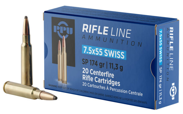 PPU PP7SS Metric Rifle 7.5x55mmSwiss 174gr Soft Point 20 Per Box/10 Case