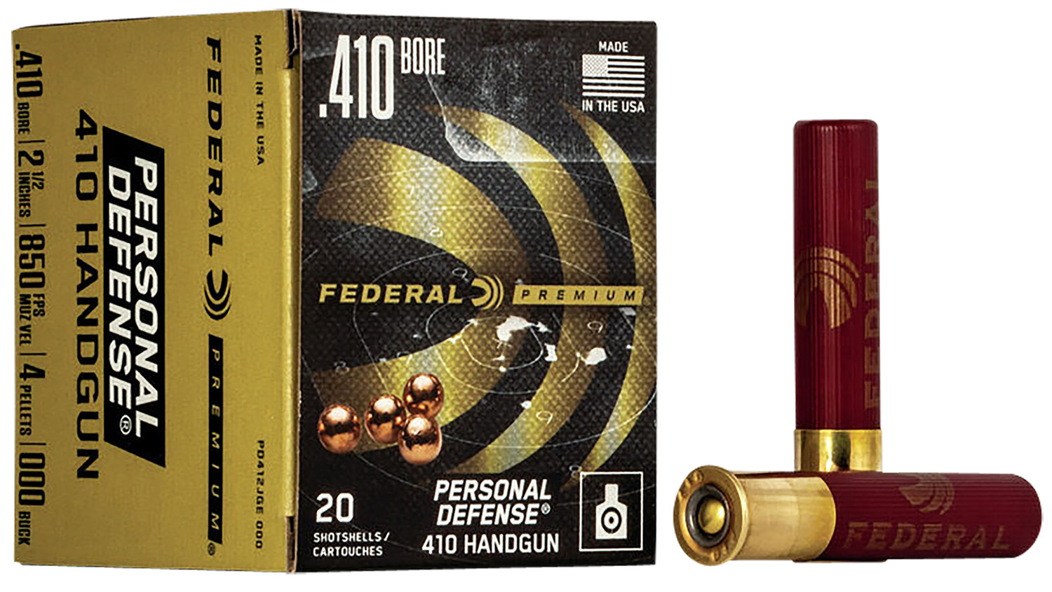 59185.jpg Federal PD412JGE000 Premium Personal Defense 410Gauge 2.50" 7/16oz 000BuckShot 20 Per Box/10 Case