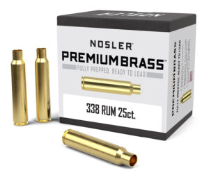 Nosler .338 RUM Unprimed Rifle Brass, 25-Count