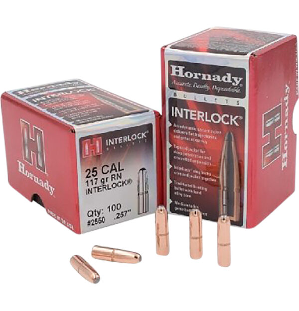 Hornady InterLock .25 Cal 117 gr Round Nose Bullets