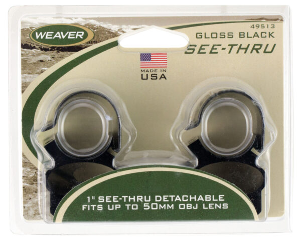 Weaver See-Thru Detachable Scope Rings - Black Gloss, 1 Inch