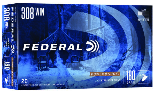 Federal 308B Power-Shok 308Win 180gr Jacketed Soft Point 20 Per Box/10 Case