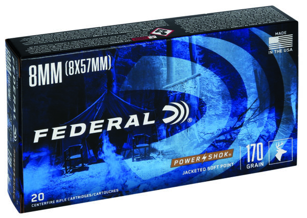 Federal 8A Power-Shok 8mmMauser 170gr Jacketed Soft Point 20 Per Box/10 Case