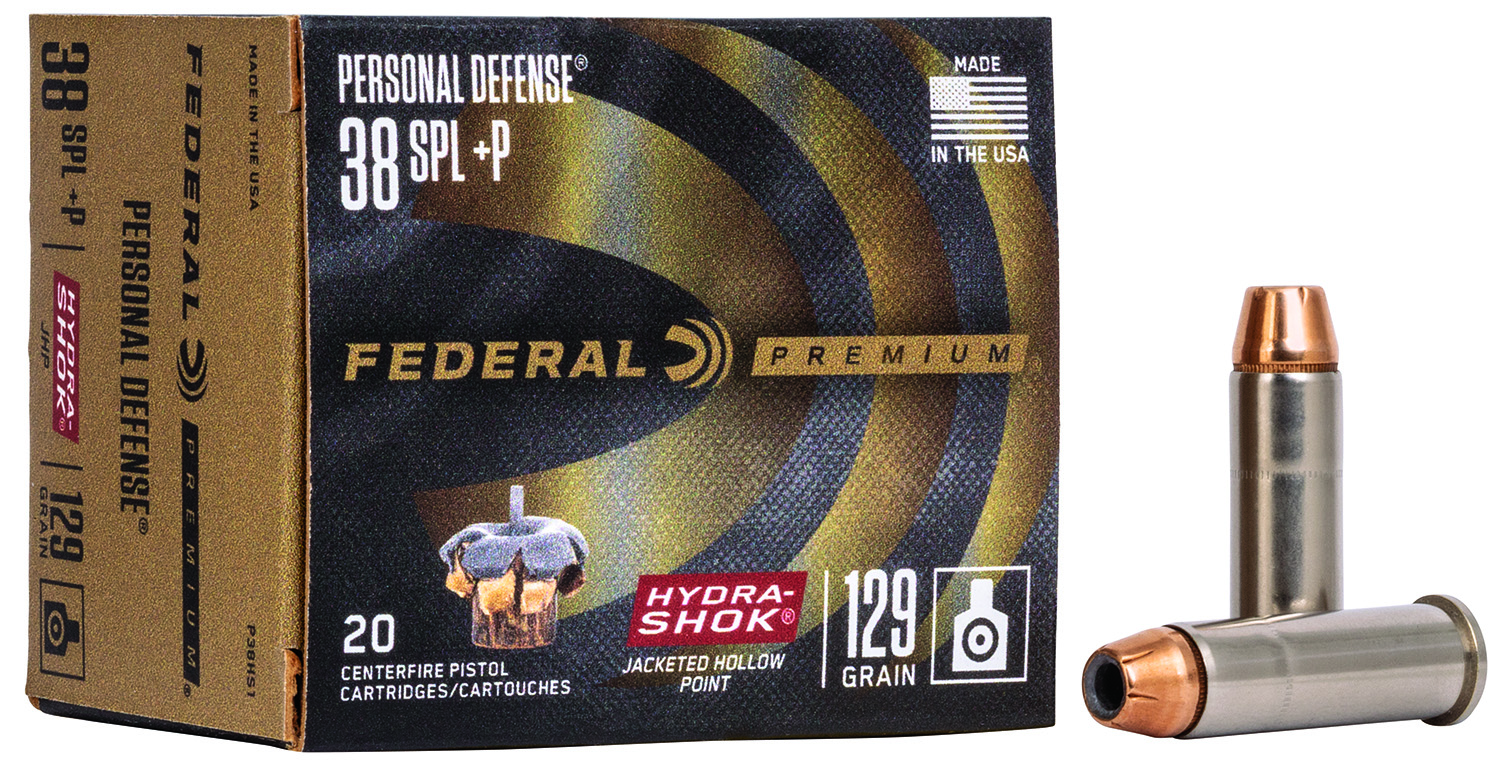 Federal Personal Defense Hydra-Shok .38 Special +P 129gr Hollow Point Ammunition, 20-Round Box