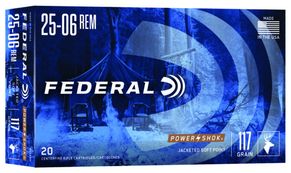 Federal 2506BS Power-Shok 25-06Rem 117gr Jacketed Soft Point 20 Per Box/10 Case