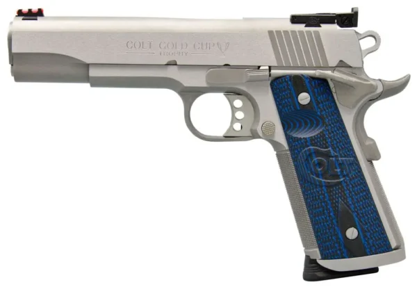 COLT 1911 GOLD CUP TROPHY 9MM STS BLUE GRIPS 5" 9+1
