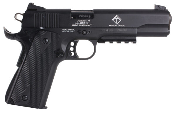 GSG GSG1911ADOP M1911 ADOP 22 LR 10+1 5" Black Steel/Threaded Barrel & Serrated Slide, Zinc Alloy w/Accessory Rail & Beavertail Frame Black Double Diamond Polymer Grip