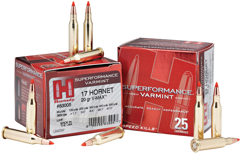 Hornady Superformance Varmint .17 Hornet 20gr V-Max Ammunition, 25-Round Box