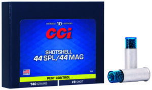 CCI 3744 Pest Control Shotshell 44Sp/44Rem Mag 140gr #9Shot 10 Per Box/20 Case
