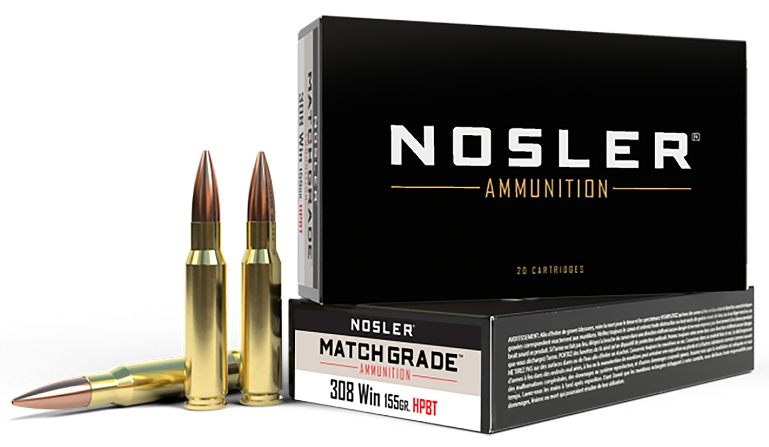 81571.jpg Nosler 60052 Match Grade 308Win 155gr Custom Competition Hollow Point Boat Tail 20 Per Box/10 Case