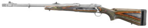 Ruger 47124 Hawkeye Guide Gun 375 Ruger 3+1 20" Matte Stainless Threaded Barrel, Matte Stainless Stainless Steel Receiver w/Integral Scope Mount, Green Mountain Adj LOP Laminate Stock, Left Hand